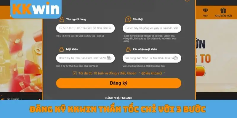 Đăng ký KKWIN thần tốc chỉ với 3 bước