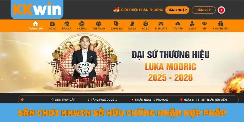 Sân chơi KKWIN sở hữu chứng nhận hợp pháp